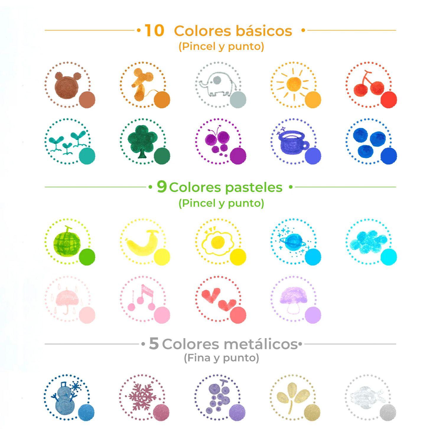 Ohuhu 24 Marcadores base de Agua puntas Pincel & Puntos-3