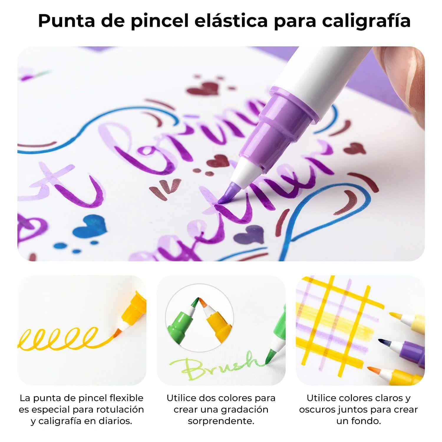 Ohuhu 24 Marcadores base de Agua puntas Pincel & Puntos-5