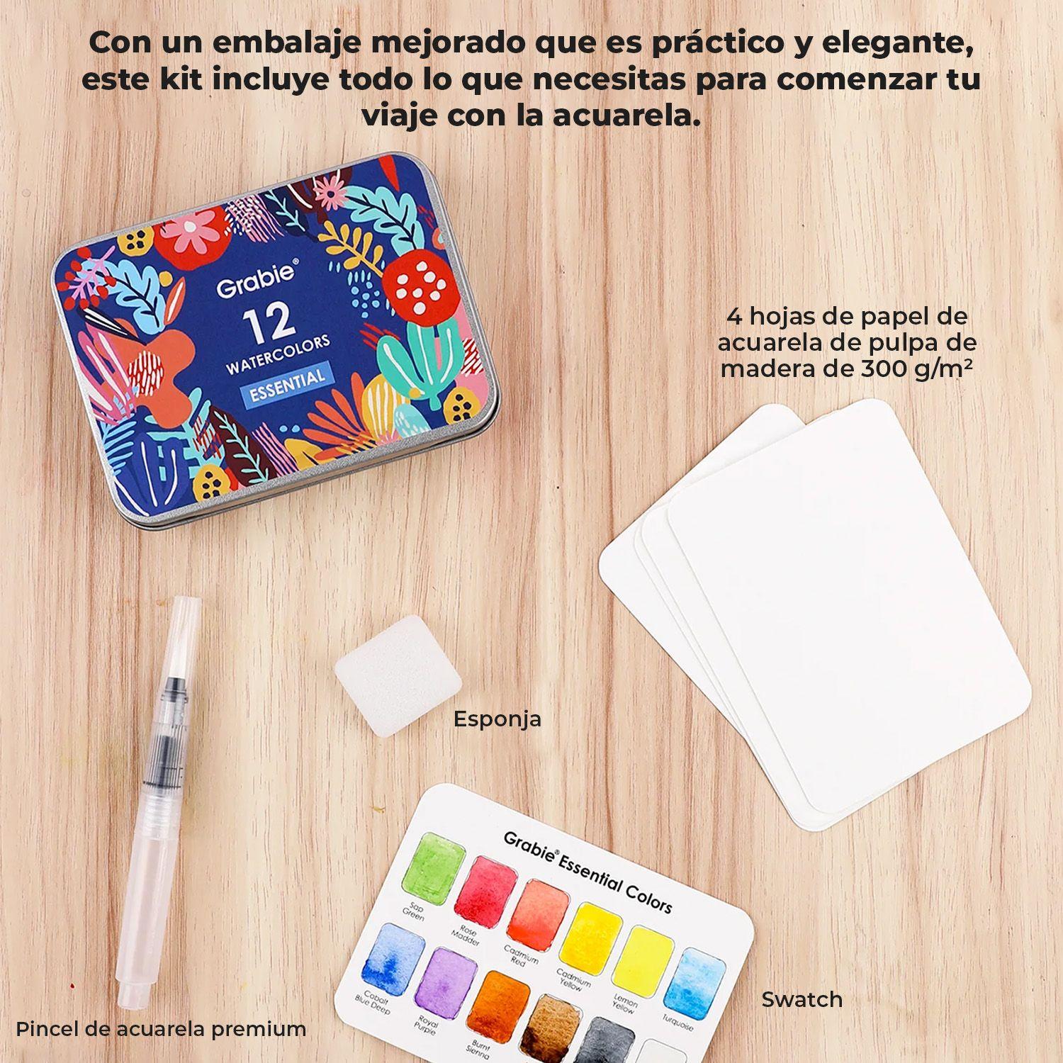 Grabie Set Acuarela de Bolsillo +Pincel 12 colores Essential-4
