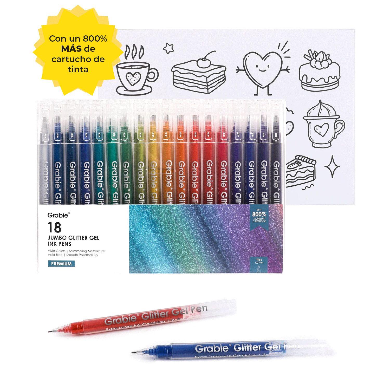 Grabie Bolígrafos Jumbo tinta de Gel con Glitter 18 colores-4
