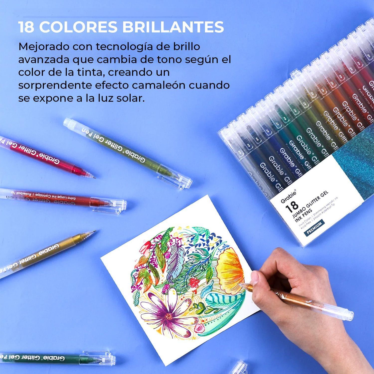 Grabie Bolígrafos Jumbo tinta de Gel con Glitter 18 colores-6