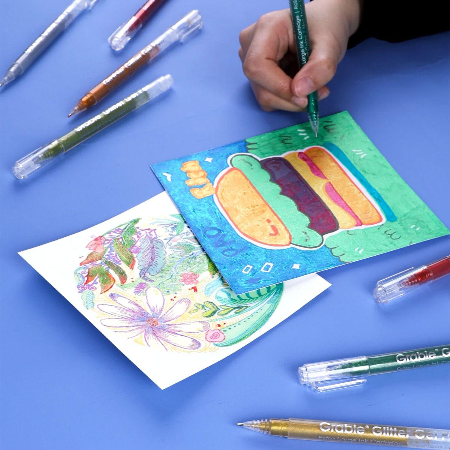 Grabie Bolígrafos Jumbo tinta de Gel con Glitter 18 colores-8