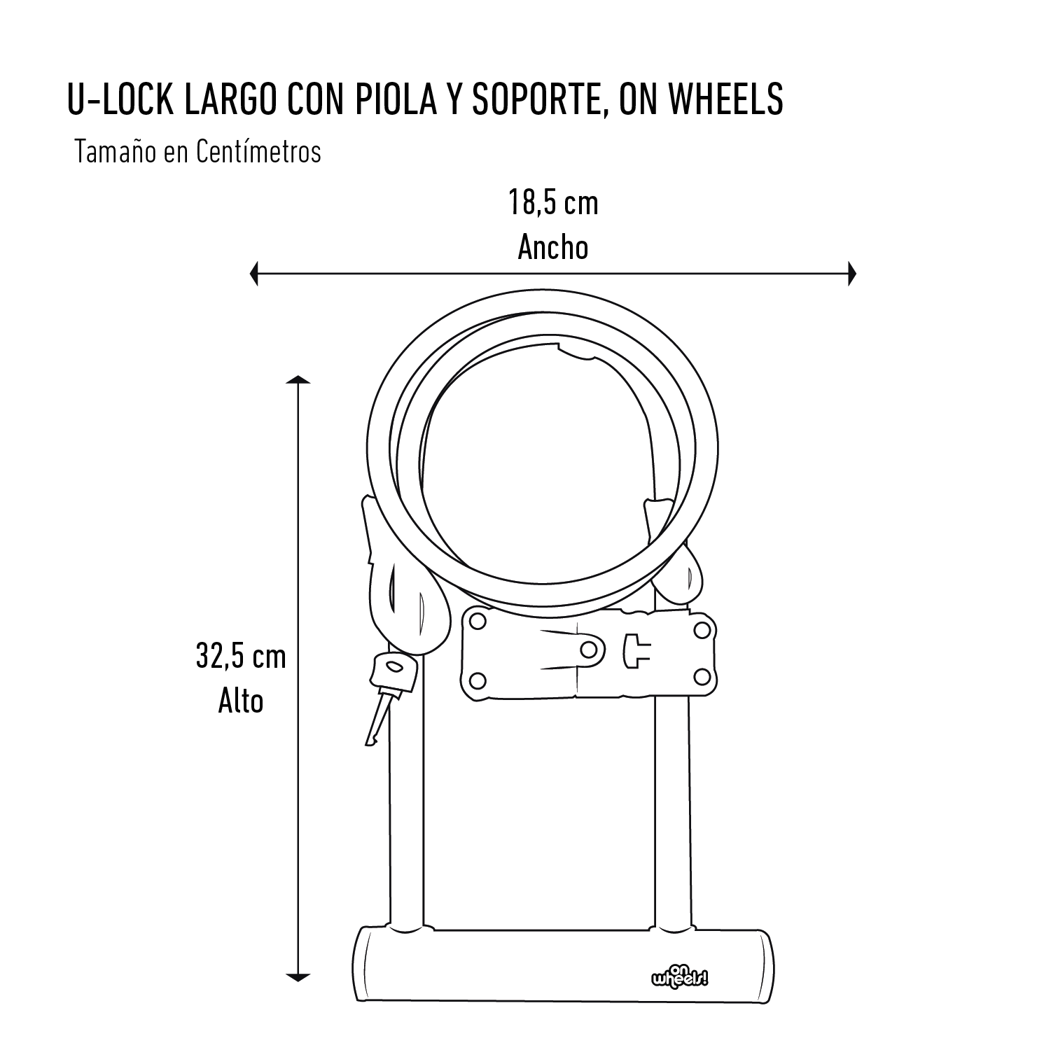 Candado U-lock Onwheels Largo Con Piola Y Soporte - Naranjo-4