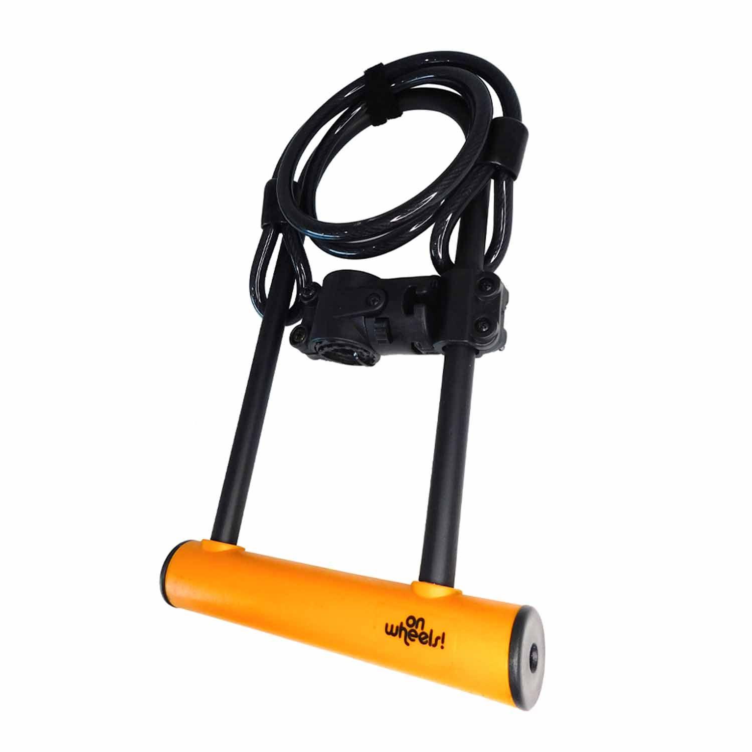 Candado U-lock Onwheels Largo Con Piola Y Soporte - Naranjo-2