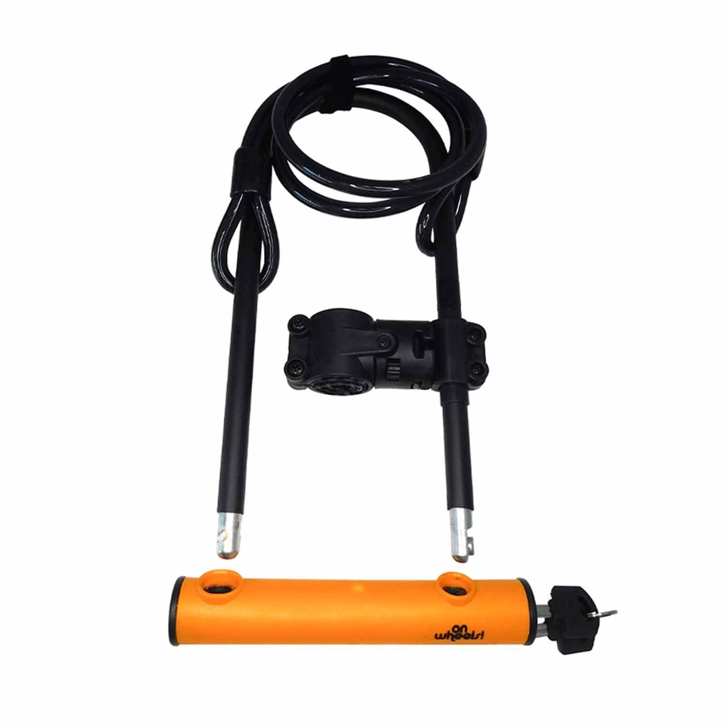 Candado U-lock Onwheels Largo Con Piola Y Soporte - Naranjo-3