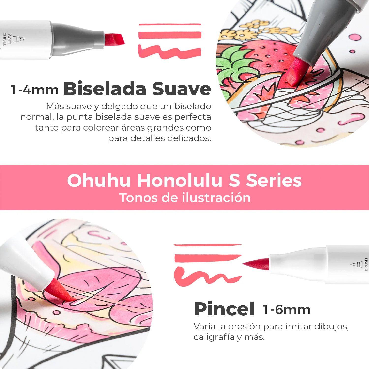 Ohuhu 60 Marcadores Alcohol Honolulu S Pincel&BiseladaSuave-3