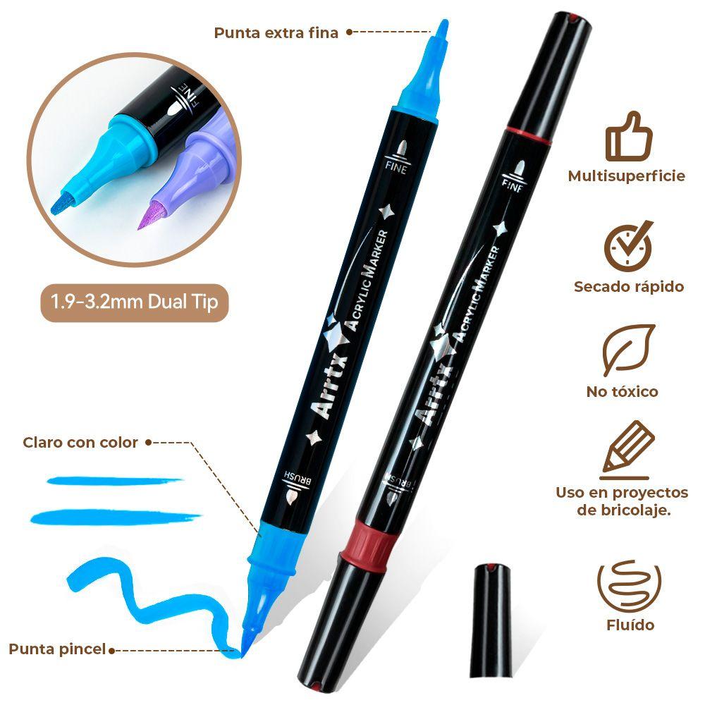 ARRTX MARCADORES ACRÍLICOS DE DOBLE PUNTA PINCEL & FINA 32 C-2