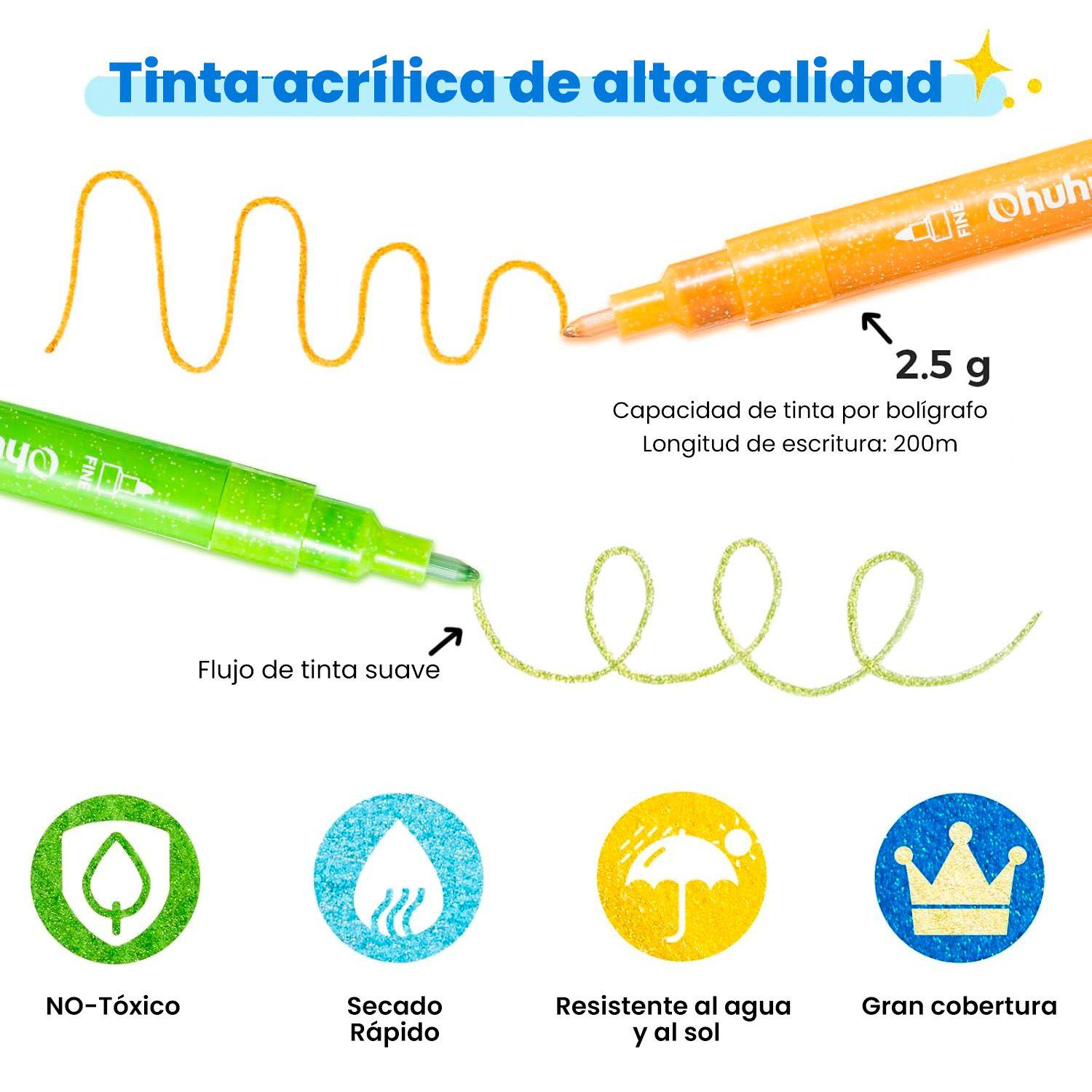 Ohuhu 24 Marcadores Acrílicos Metalizados punta 0,7mm-3