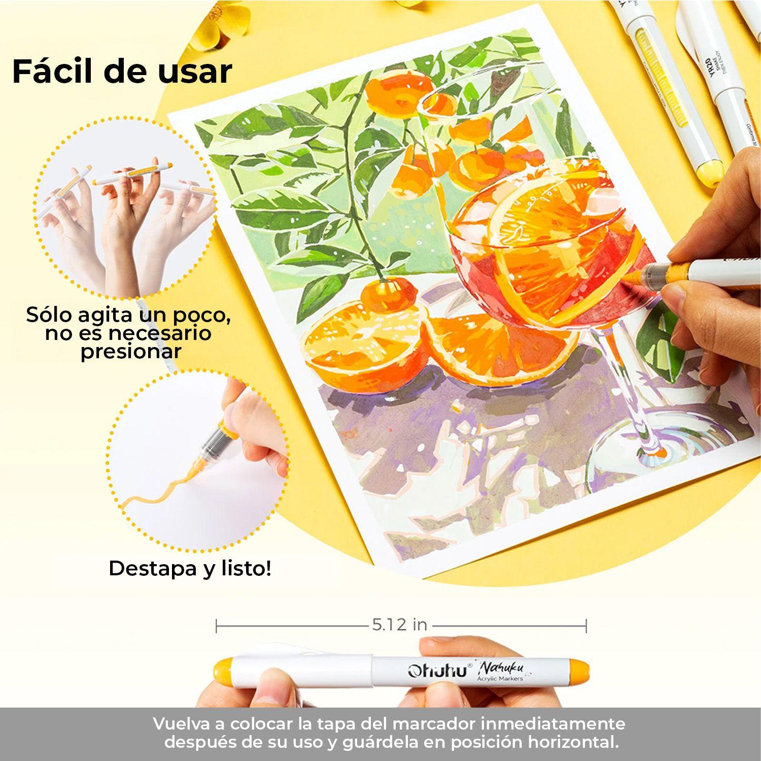 Ohuhu 24 Marcadores Acrílicos punta pincel-7