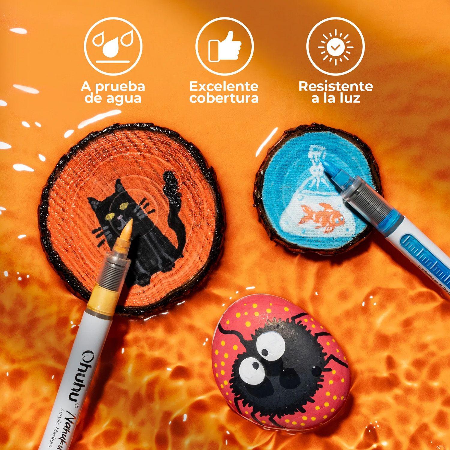 Ohuhu 24 Marcadores Acrílicos punta pincel-8