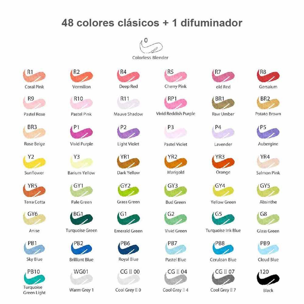 Ohuhu 48 Marcadores De Alcohol + 1 Blender. Pincel&biselada-4