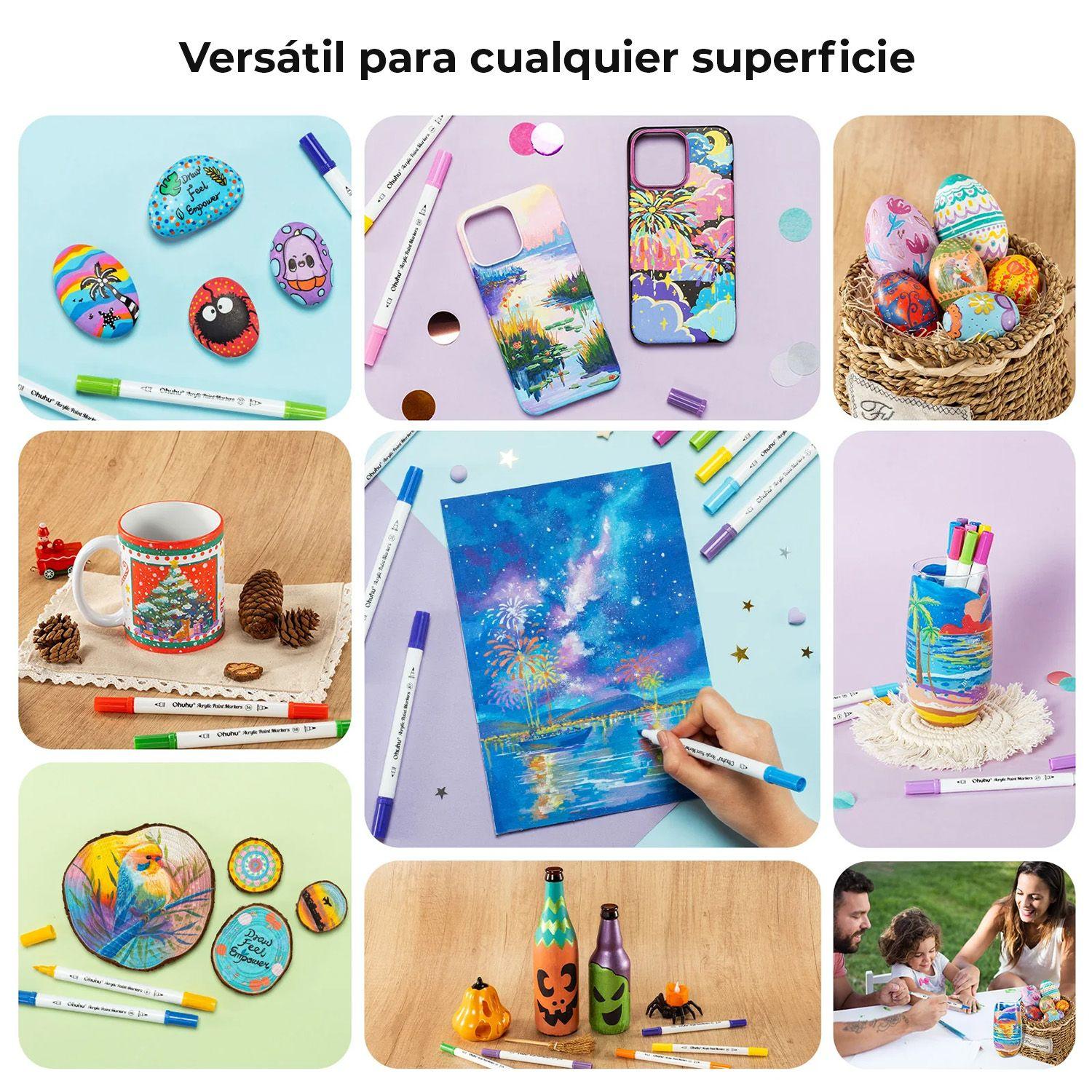 Ohuhu 72 Marcadores Acrílicos Akaka Puntas Pincel & Fina-4