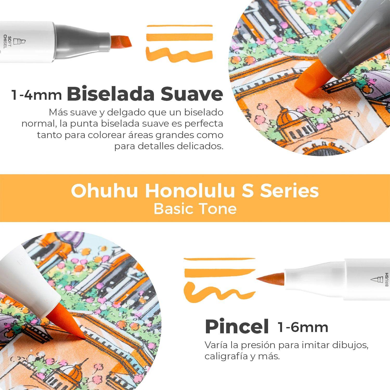 Ohuhu 48 Marcadores Alcohol Honolulu S Pincel&BiseladaSuave-3