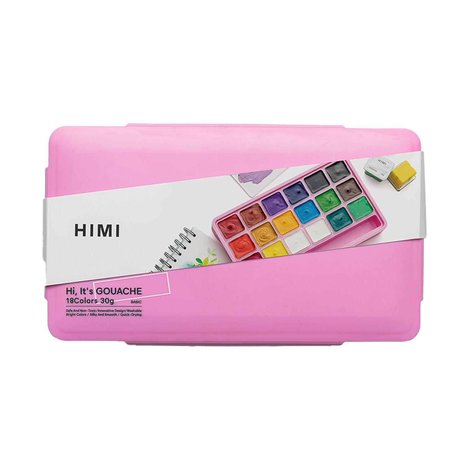 Himi Set Gouache 18 Colores Basicos 12g + 3 pinceles Rosado-0