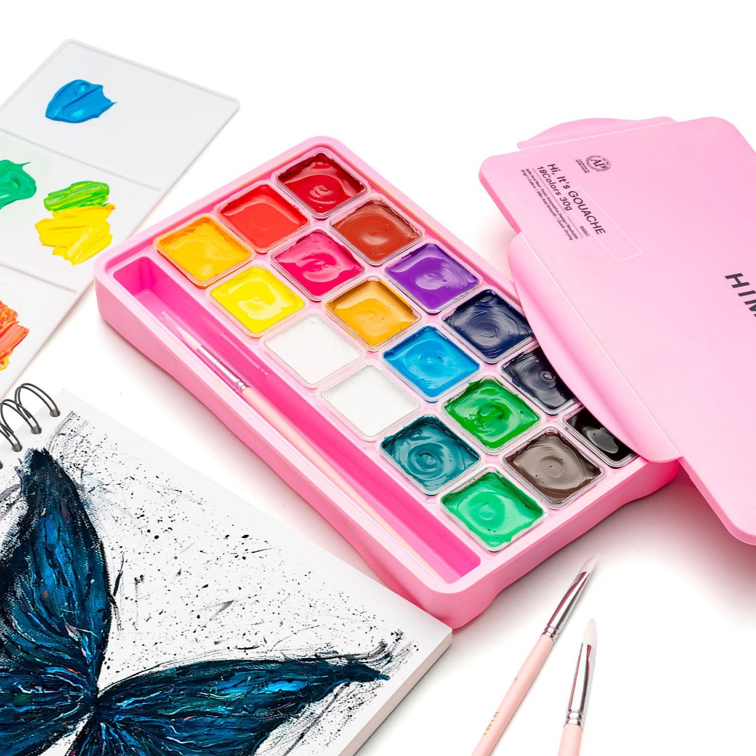 Himi Set Gouache 18 Colores Basicos 12g + 3 pinceles Rosado-2