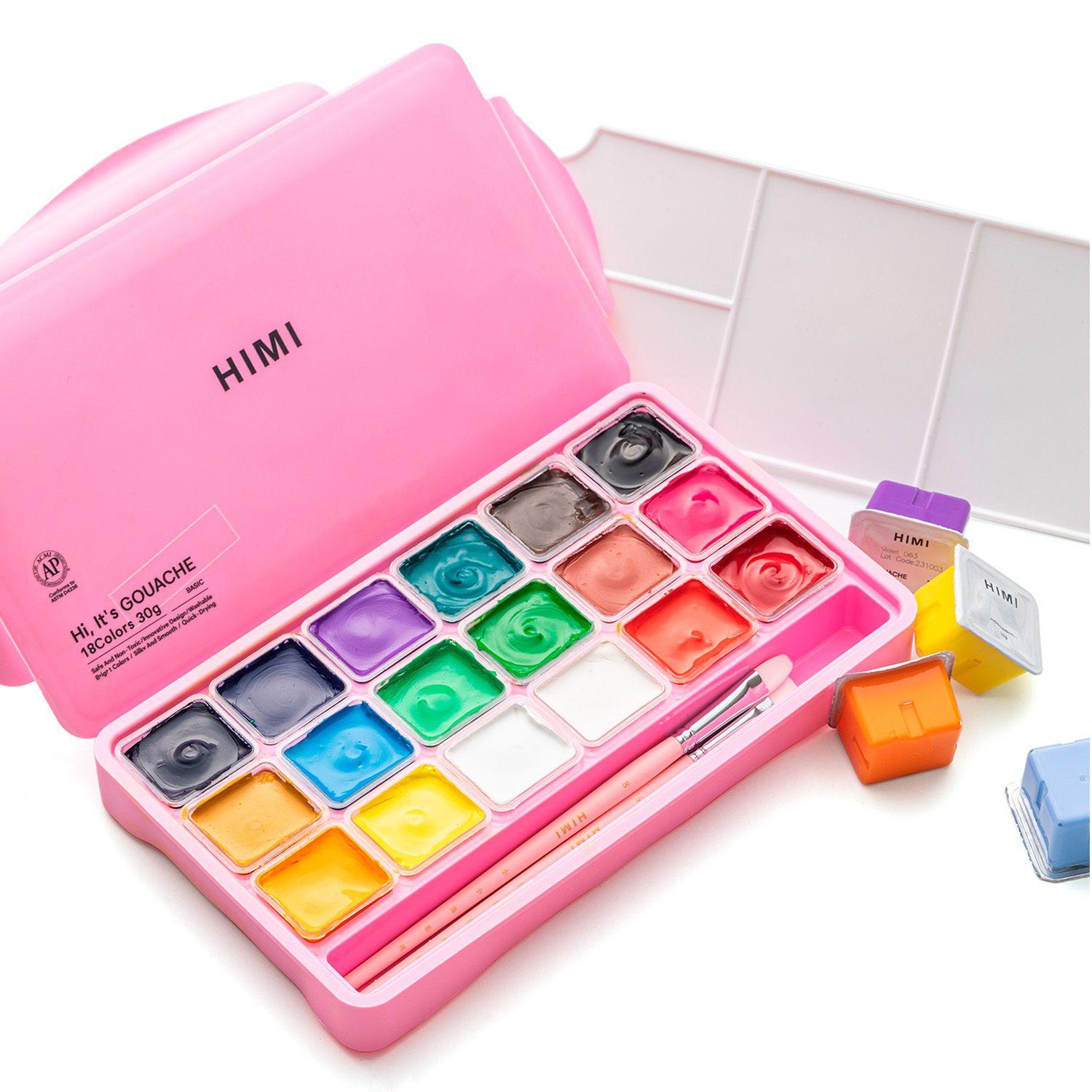 Himi Set Gouache 18 Colores Basicos 12g + 3 pinceles Rosado-6