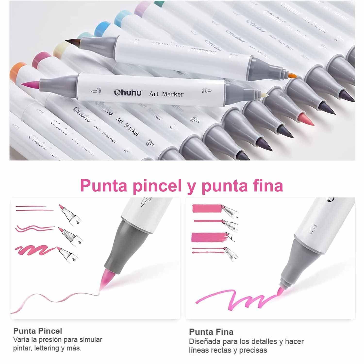 Ohuhu 48 Marcadores Alcohol Pastel Sweetness Pincel & Fina-2