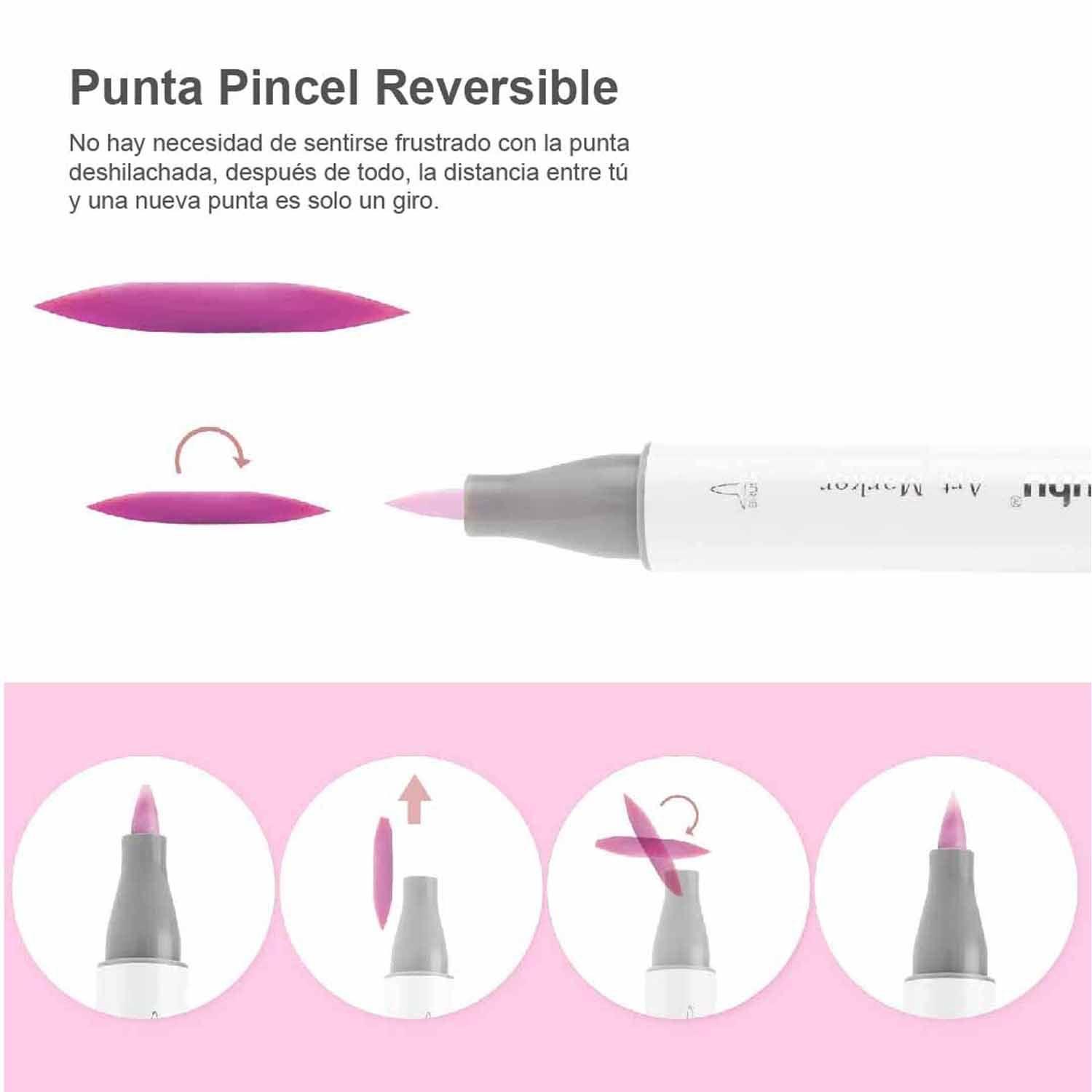 Ohuhu 48 Marcadores Alcohol Pastel Sweetness Pincel & Fina-3