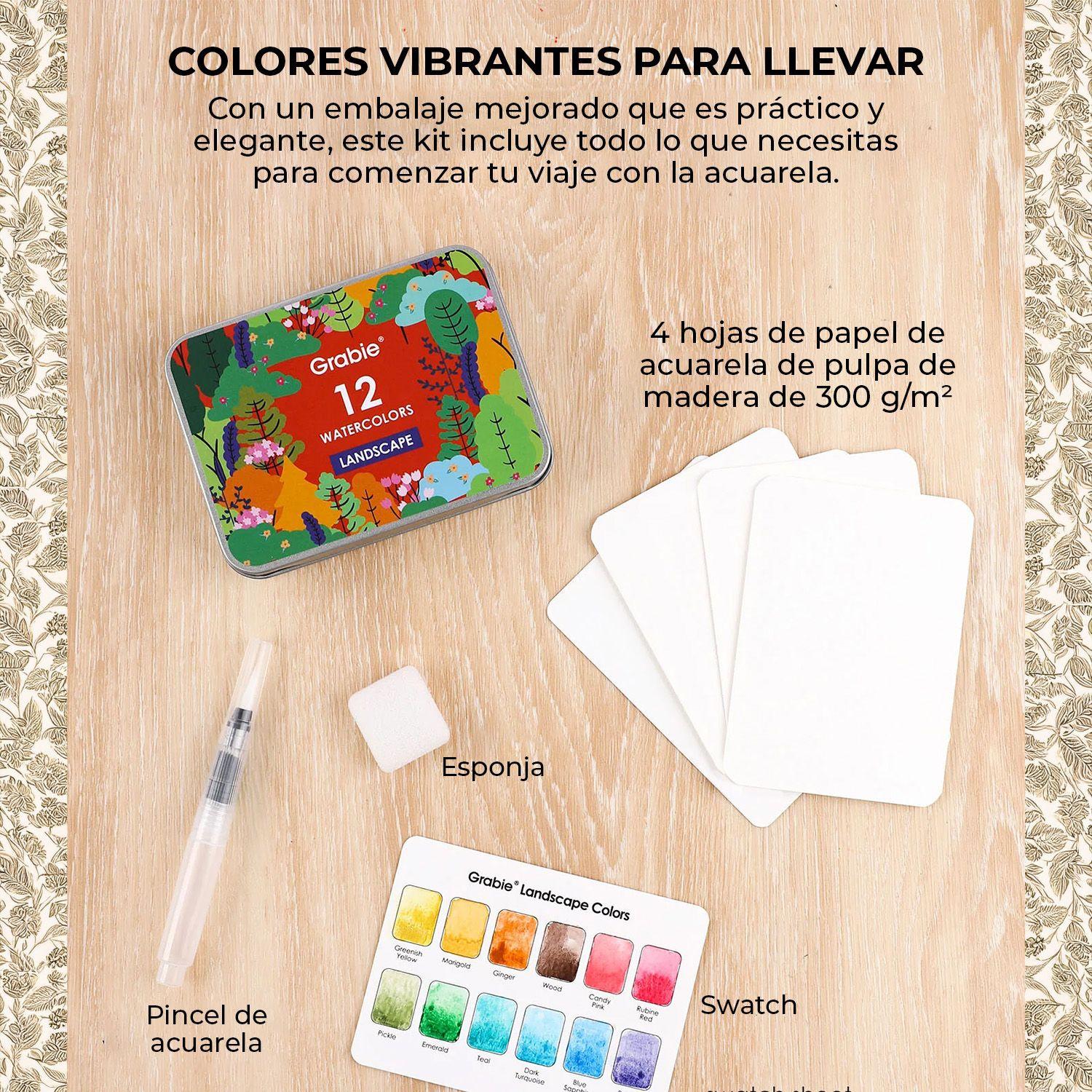 Grabie Club Box: Kit de Acuarela + Libro Temática Paisajes-3