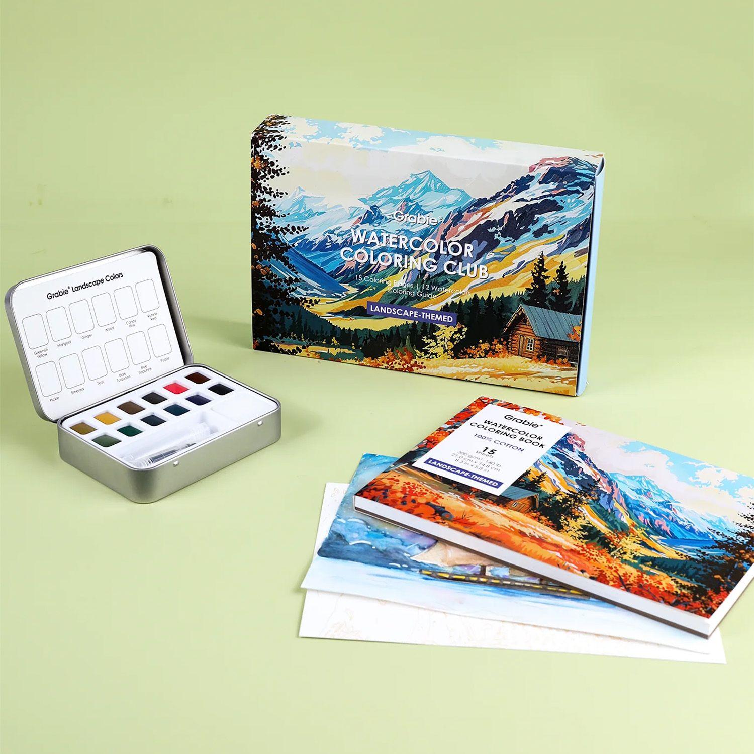 Grabie Club Box: Kit de Acuarela + Libro Temática Paisajes-8