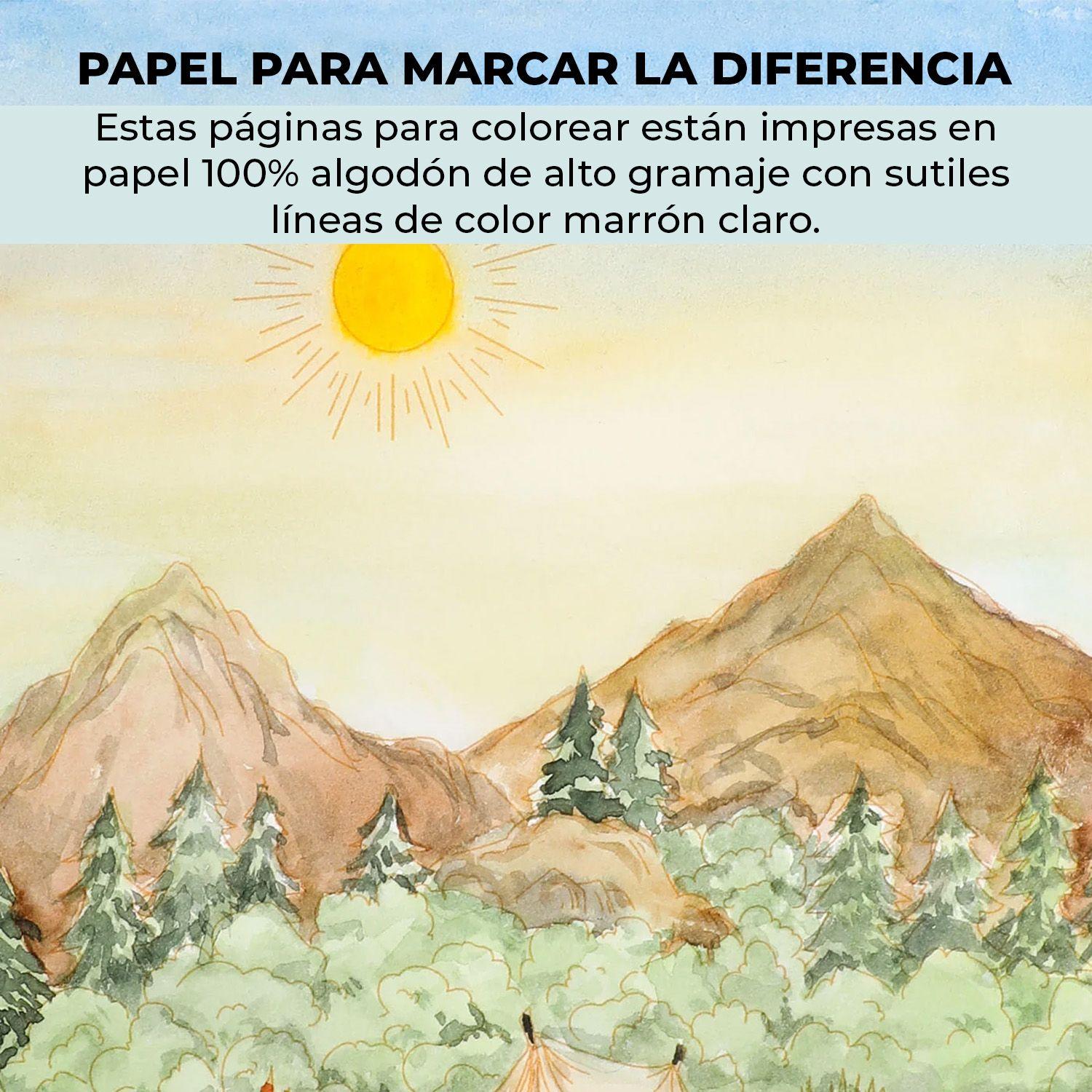 Libro de Acuarela para Colorear 15 hojas A5 300g/m² Paisajes-3