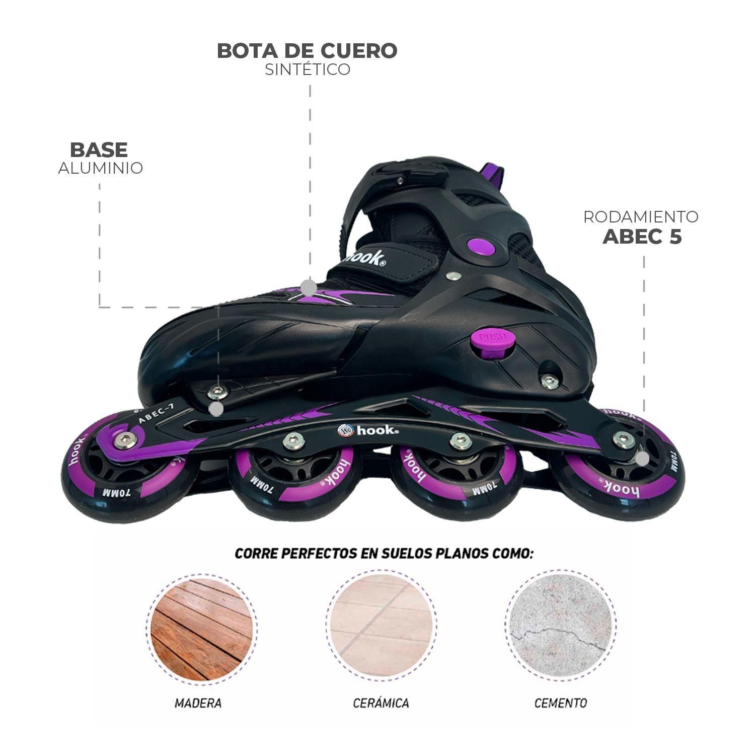Patines en Linea Extensibles Hook Fitness Morado M (34-37)-7