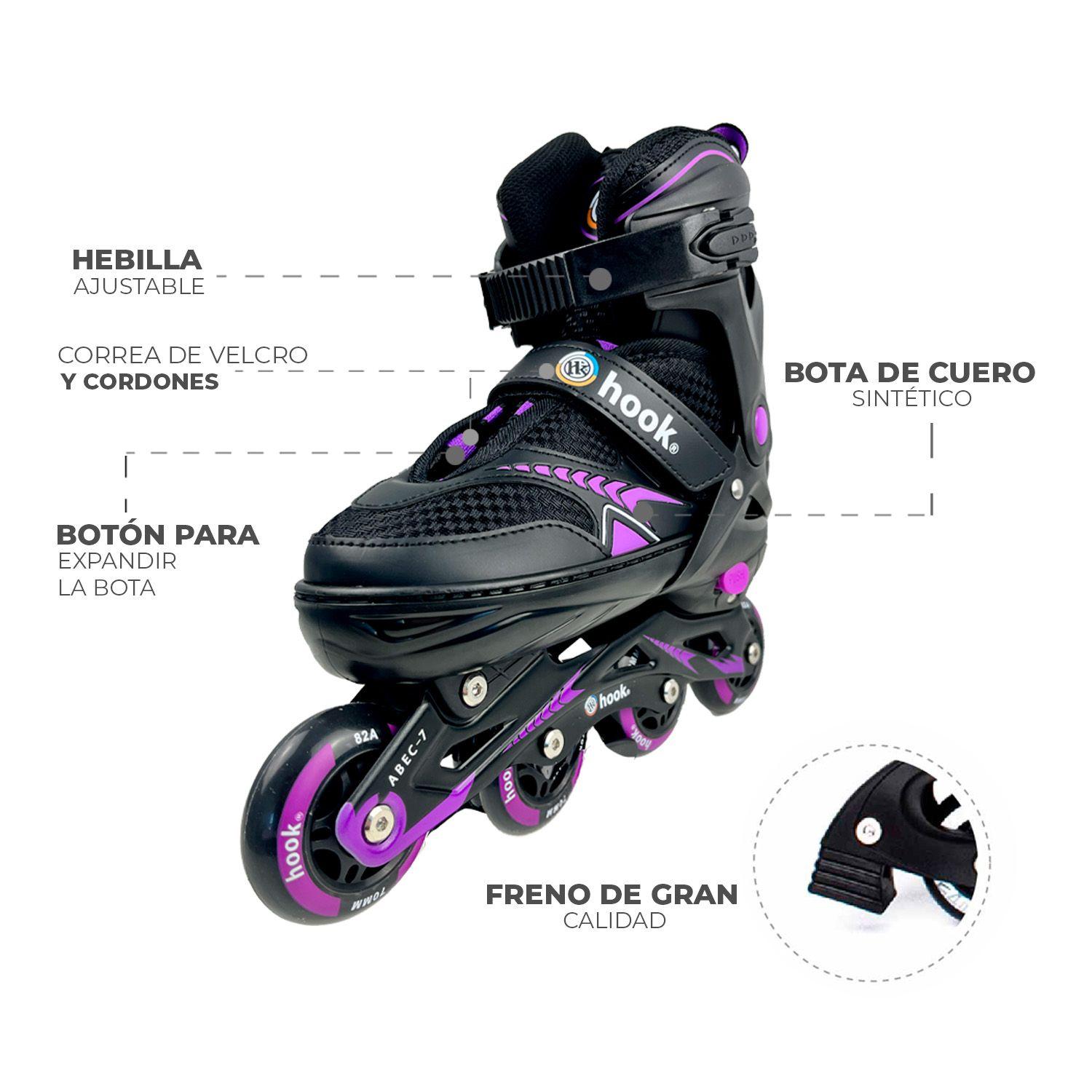 Patines en Linea Extensibles Hook Fitness Morado M (34-37)-8