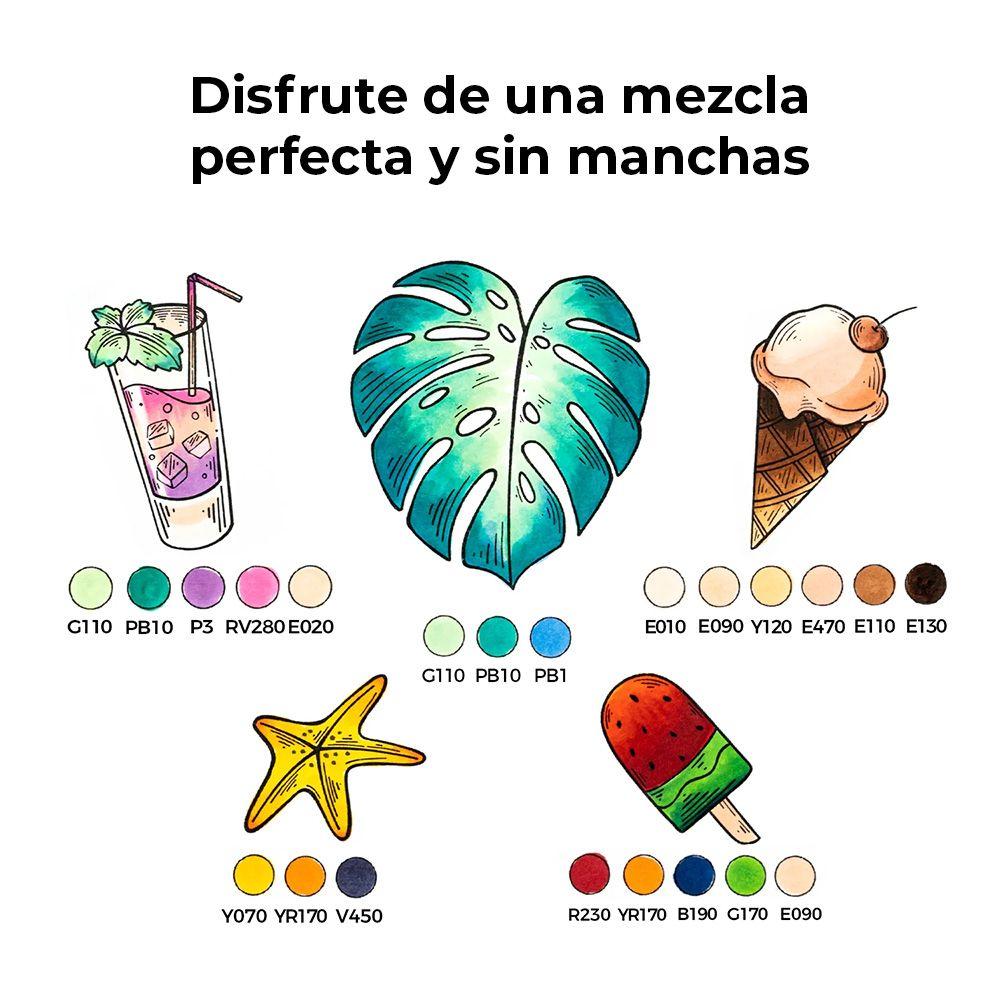 Ohuhu Pack 6 Marcadores Alcohol Tonos Piel Pincel&Biselada-3