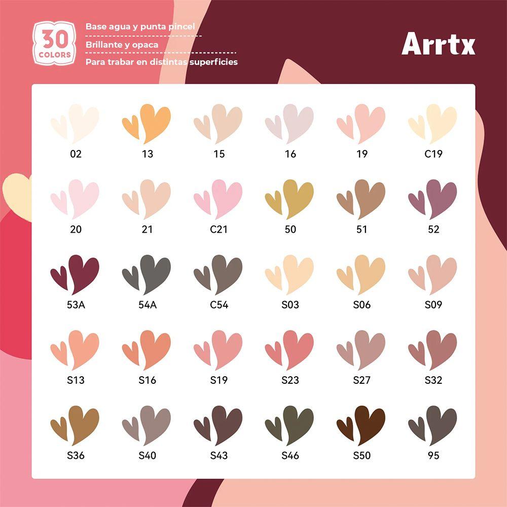 Arrtx Marcadores Acrílicos 30 colores Piel punta pincel 30C-5