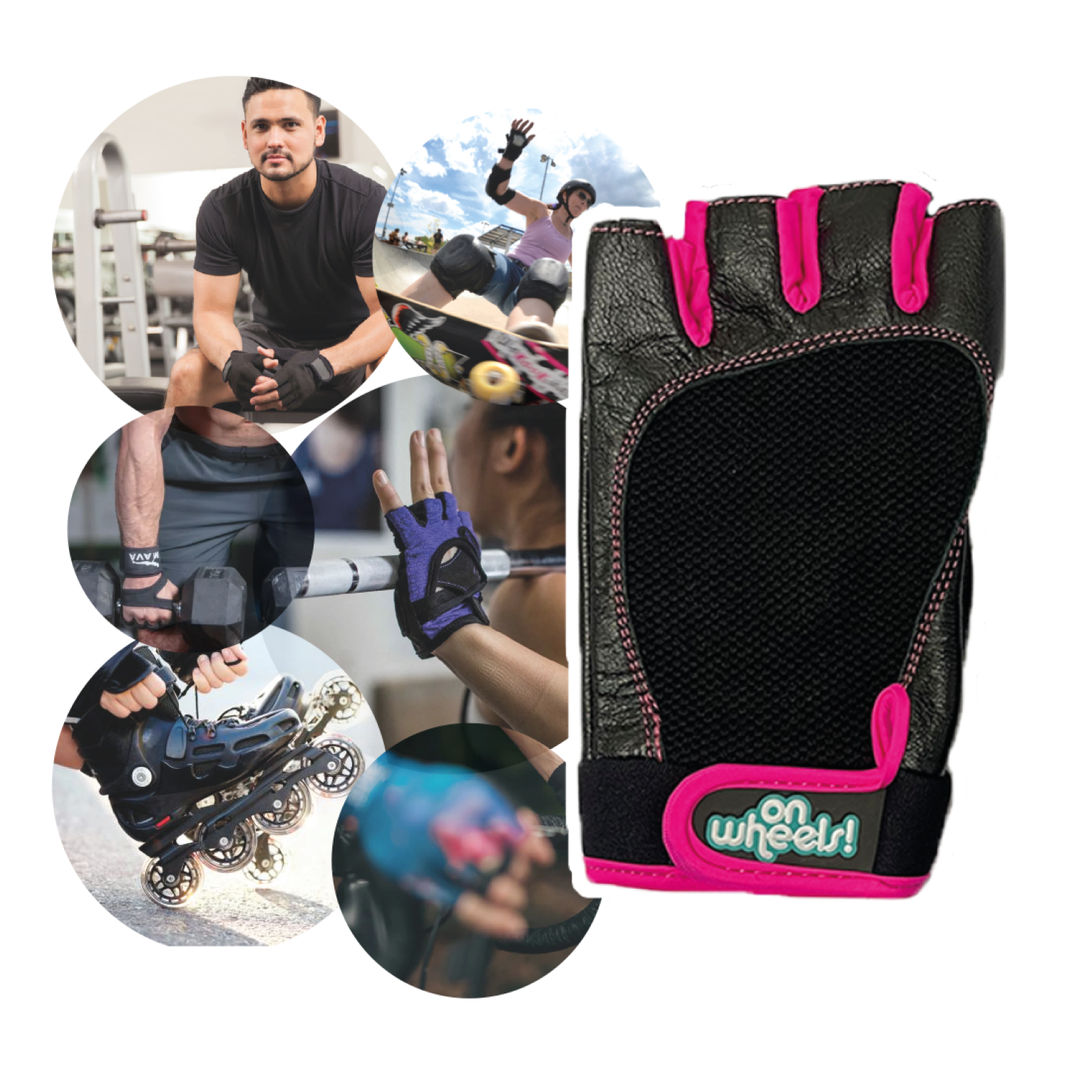 Guantes De Entrenamiento Para Pesas Black Pink Onwheels-6