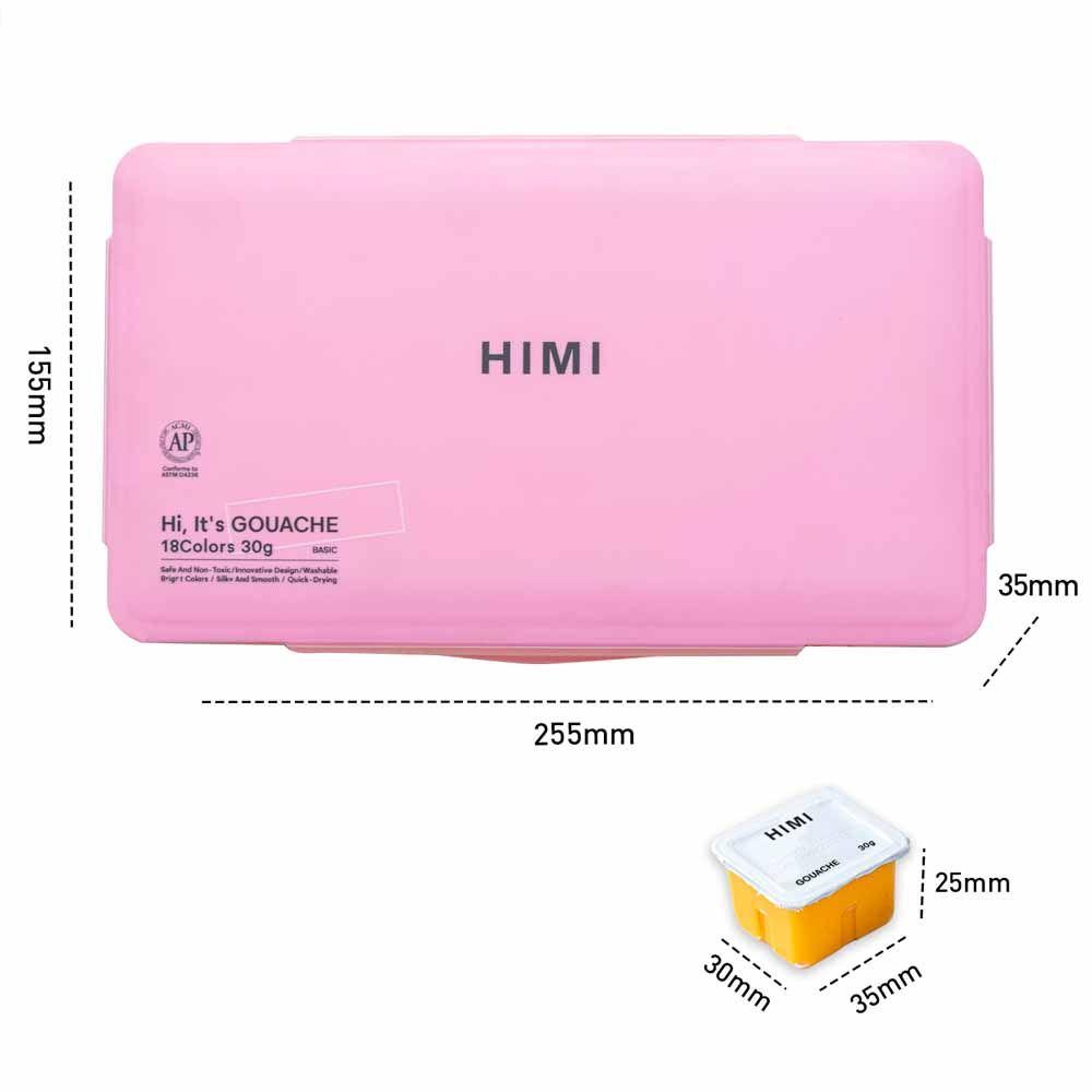 Set Himi gouache 18 colores 30ml + pinceles rosado-1
