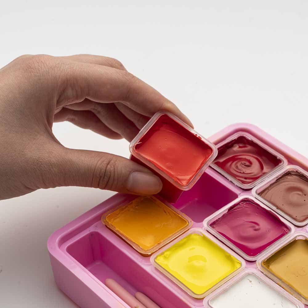 Set Himi gouache 18 colores 30ml + pinceles rosado-5