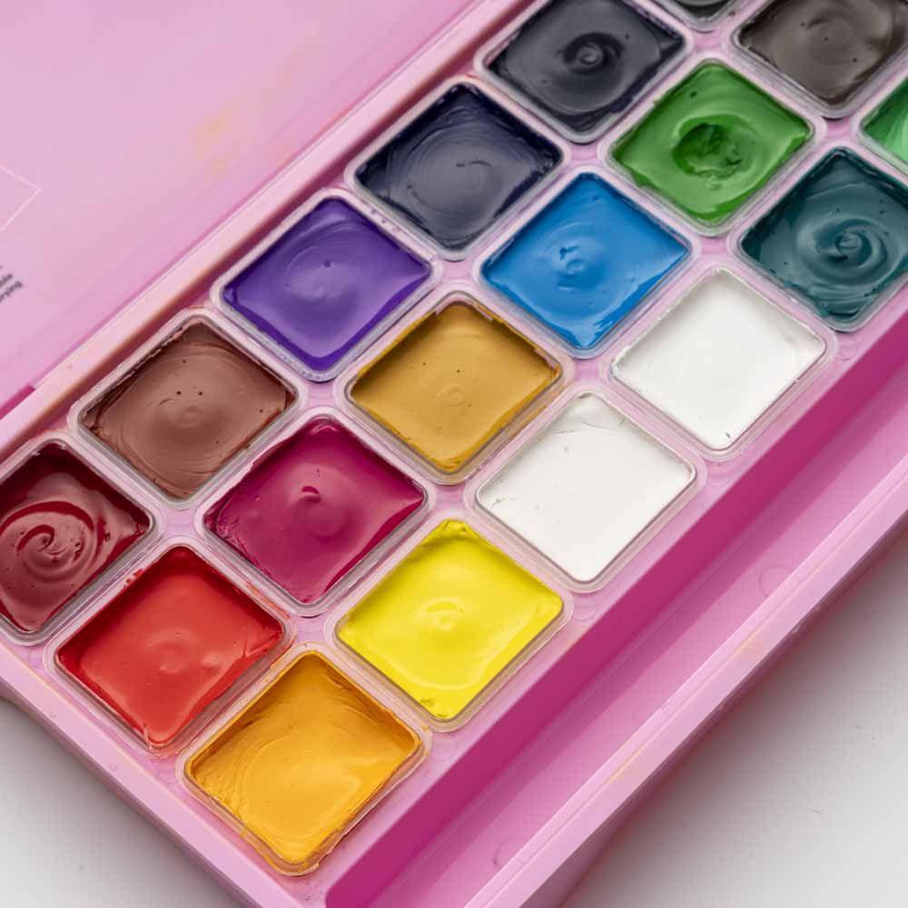 Set Himi gouache 18 colores 30ml + pinceles rosado-8
