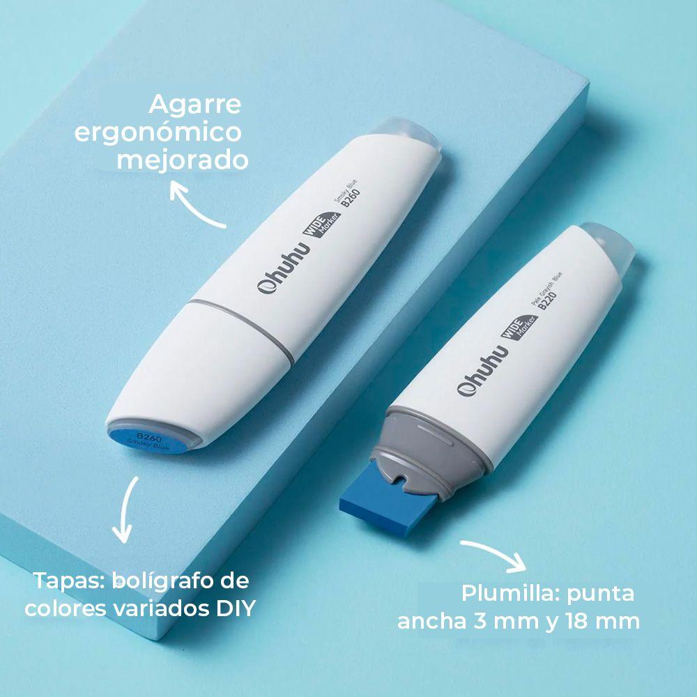 Ohuhu Marcadores Alcohol Punta Extra ancha 6 Tonos SkyGlass-3