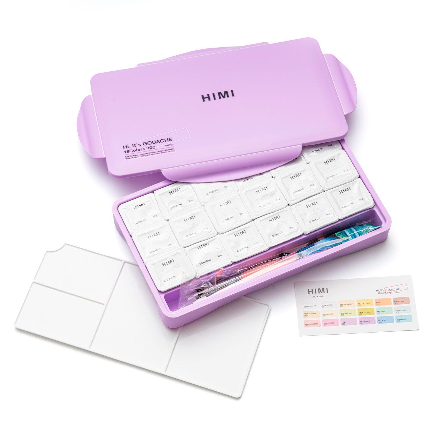Himi Set Gouache 18 Colores Pastel 12g + 3 pinceles Morado-1