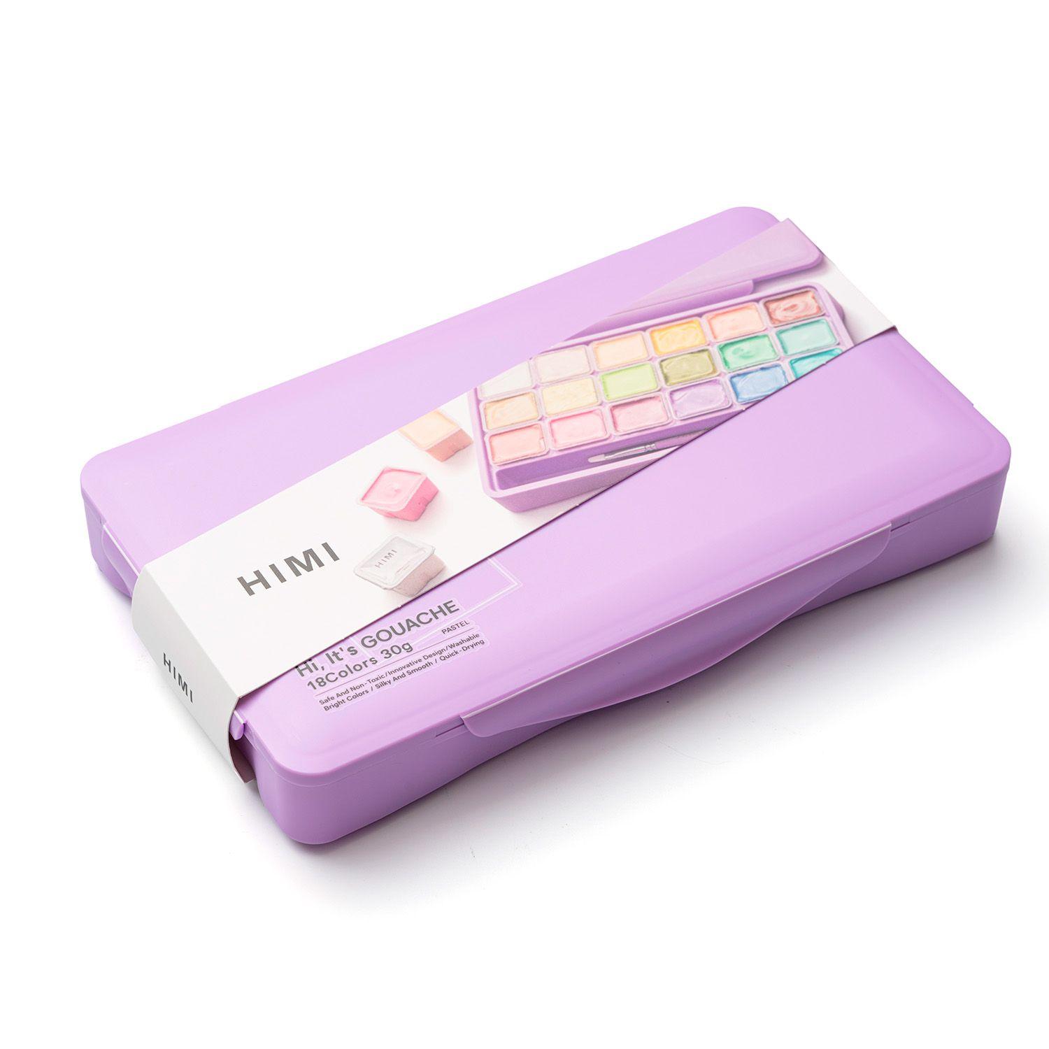 Himi Set Gouache 18 Colores Pastel 12g + 3 pinceles Morado-4