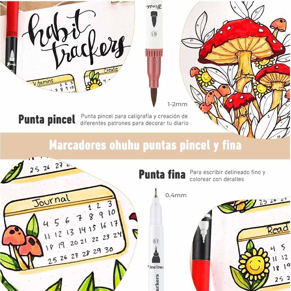 Ohuhu Maui 60 Marcadores A Base De Agua, Pincel Y Fineliner-2
