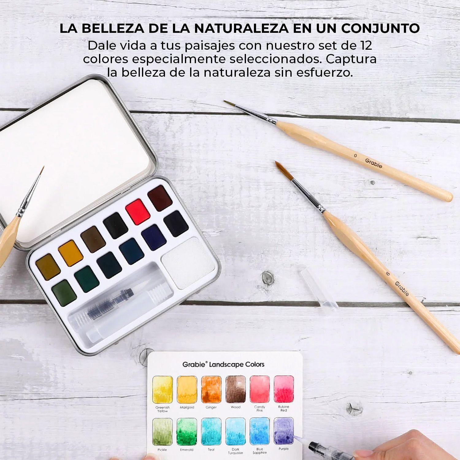Grabie Set Acuarela Bolsillo + Pincel 12 colores de Paisajes-3