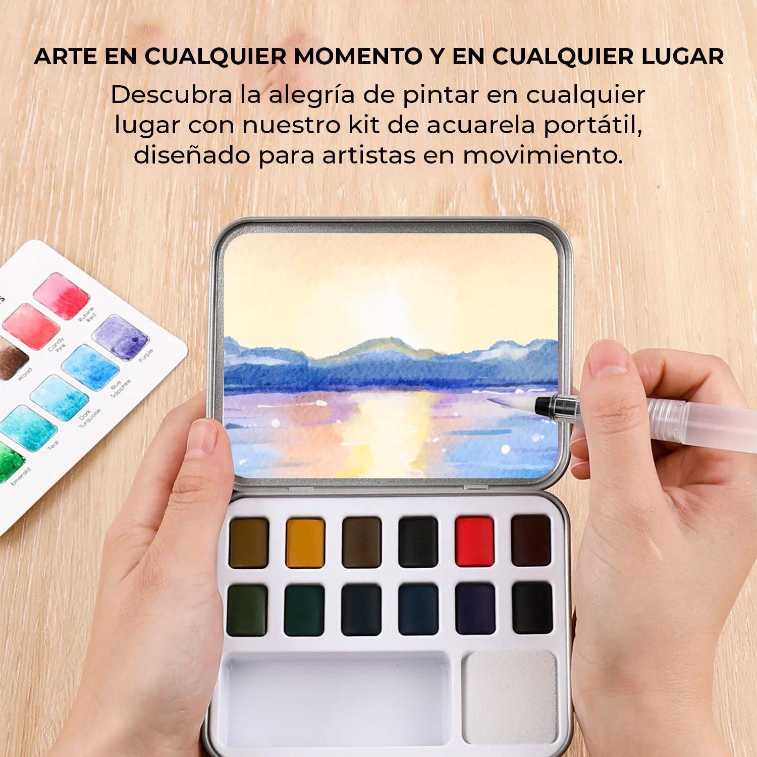 Grabie Set Acuarela Bolsillo + Pincel 12 colores de Paisajes-5
