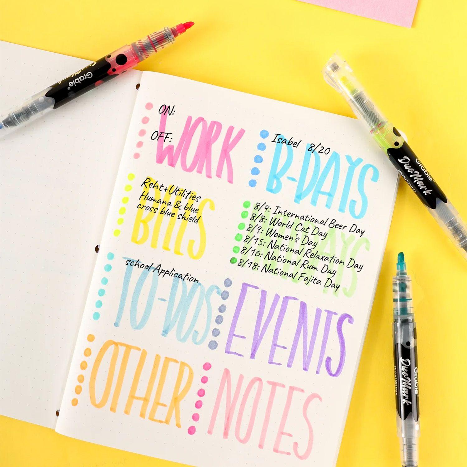 Grabie Set de 10 Destacadores Duomark 2 en 1, 20 colores-7