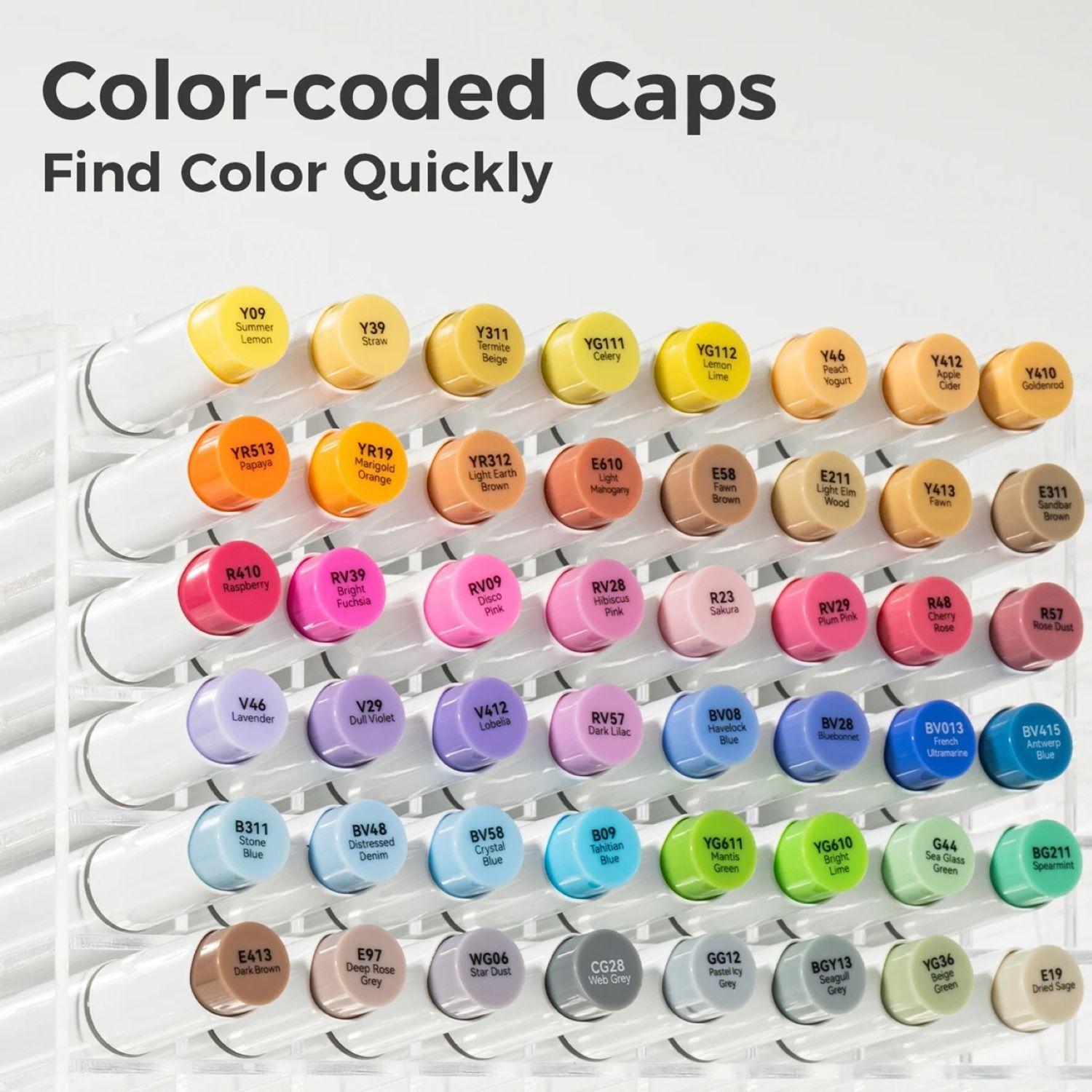 Ohuhu 48 Marcadores de Alcohol Tonos Medios Pincel & Fina-2