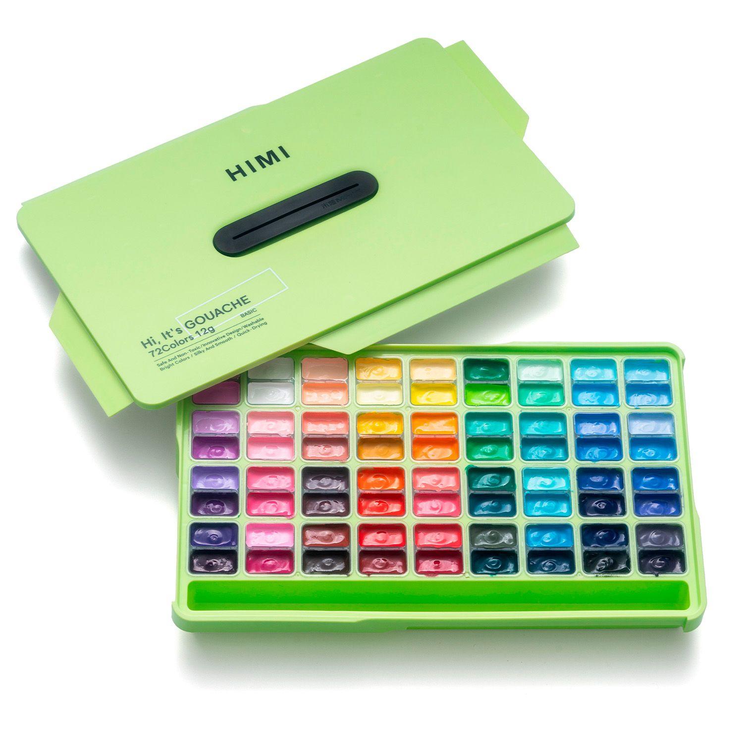 HIMI Set Gouache 72 colores Twin Cup 12g Verde Manzana-1