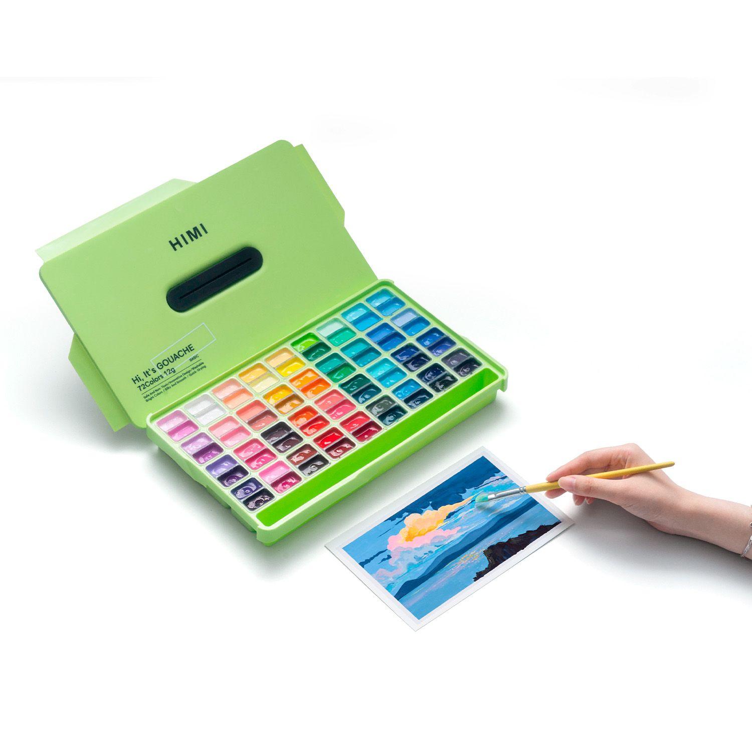 HIMI Set Gouache 72 colores Twin Cup 12g Verde Manzana-5
