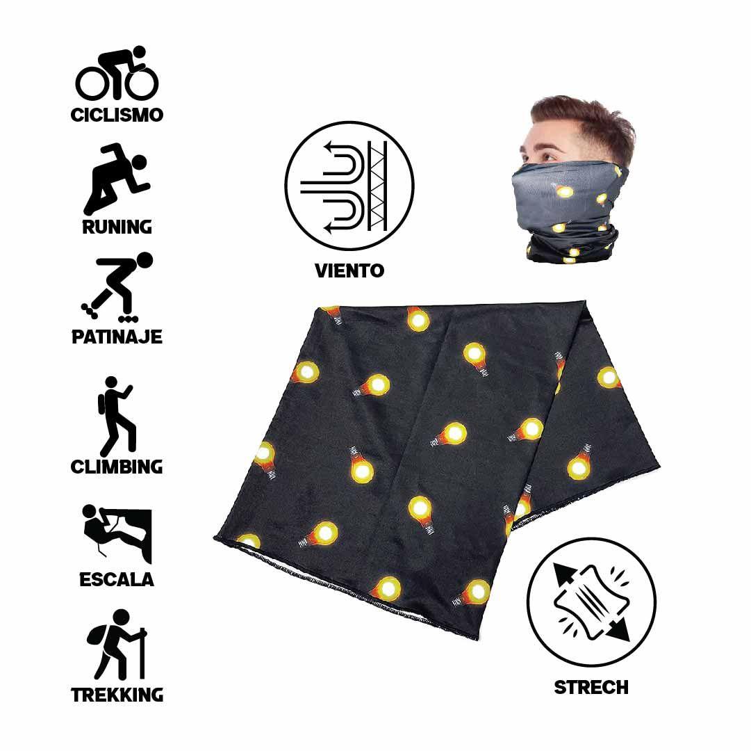 Bandana Multifuncional Tubular Negra Diseño Ampolletas-2