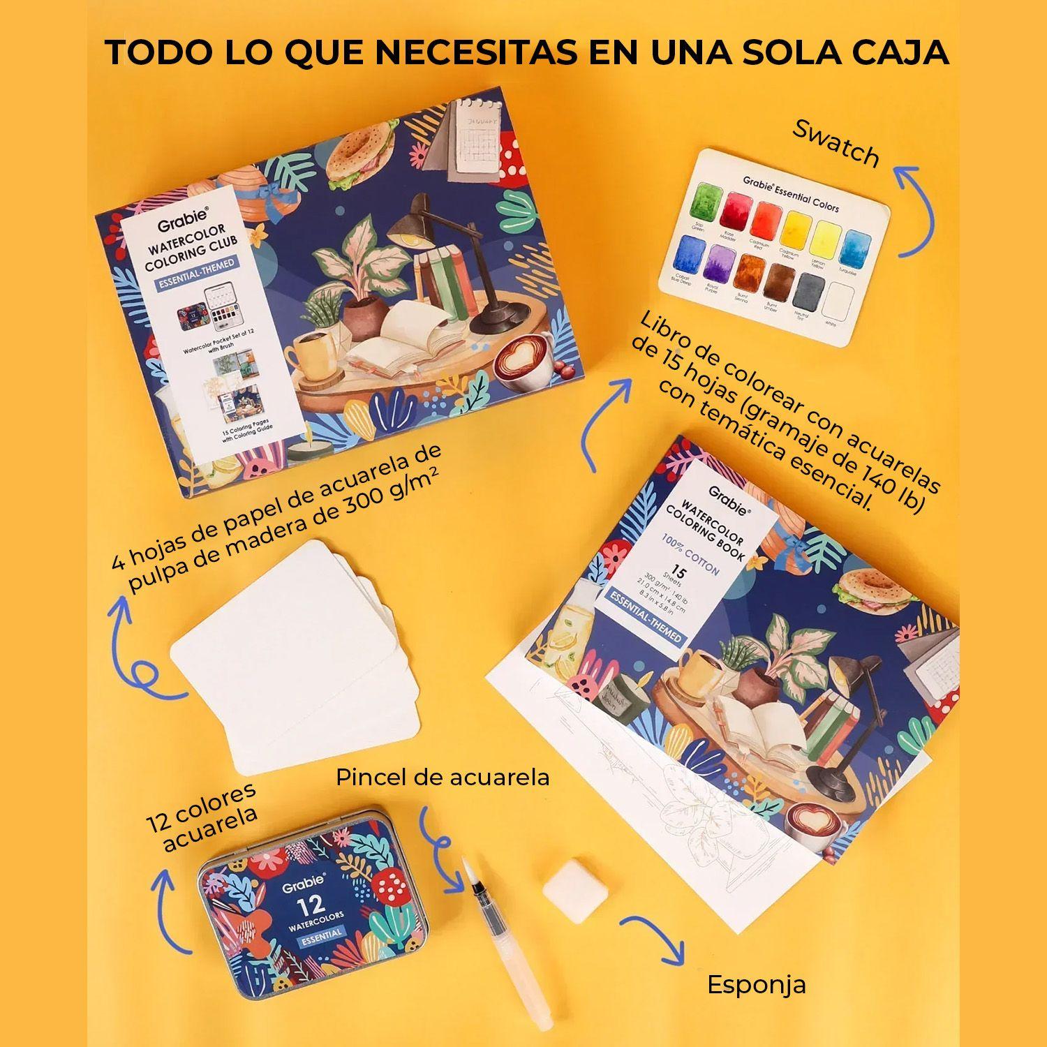 Grabie Club Box: Kit de Acuarela + Libro Colores Esenciales-3