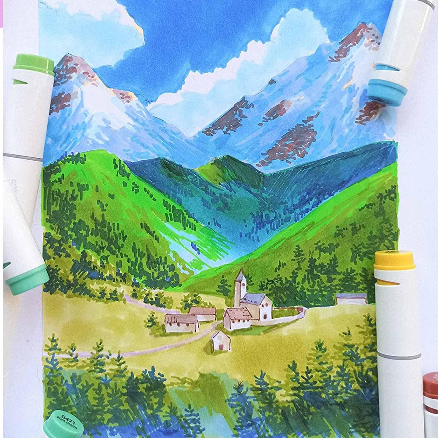 Ohuhu 80 Marcadores Alcohol + 1 Blender Oahu Fina & Biselada-5