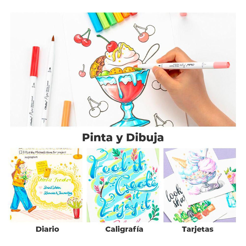 Ohuhu 60 Marcadores Agua Pupe PaperFriendly Pincel Tiralinea-3