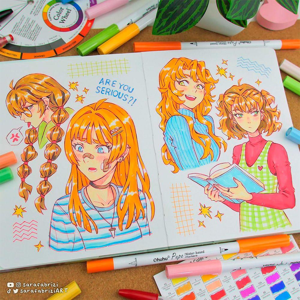 Ohuhu 60 Marcadores Agua Pupe PaperFriendly Pincel Tiralinea-6