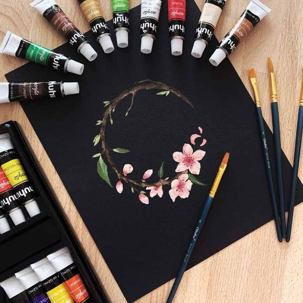 Set 24 Pinturas Acrílicas 12ml + 6 Pinceles-2