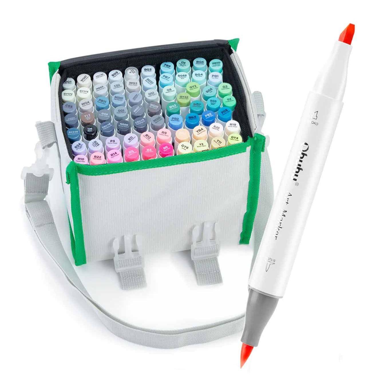 Ohuhu 72  Marcadores De Alcohol + 1 Blender Pincel& Biselada-0